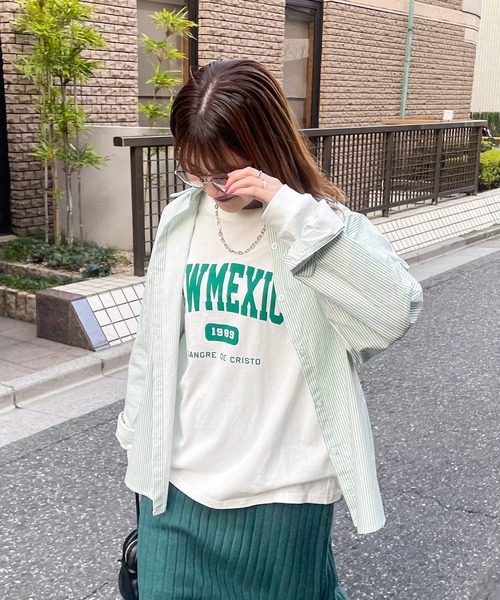 frunco(フランコ)の「ストライプレギュラーカラーシャツ(シャツ/ブラウス・レディース・ブルー/レッド/グリーン/パープル/ブラック/ネイビー・FREE)」の10枚目の写真