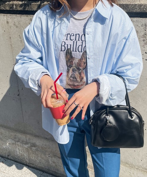 frunco(フランコ)の「ストライプレギュラーカラーシャツ(シャツ/ブラウス・レディース・ブルー/レッド/グリーン/パープル/ブラック/ネイビー・FREE)」の14枚目の写真