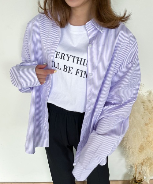 frunco(フランコ)の「ストライプレギュラーカラーシャツ(シャツ/ブラウス・レディース・ブルー/レッド/グリーン/パープル/ブラック/ネイビー・FREE)」の17枚目の写真