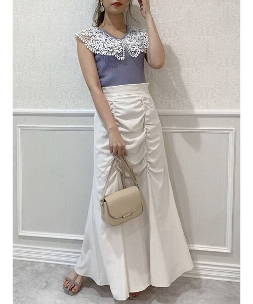 dazzlin(ダズリン)の「ラペルレースカラーニットトップス(ニット/セーター・レディース・パープル/オフホワイト/チャコールグレー/オレンジ・FREE)」の7枚目の写真