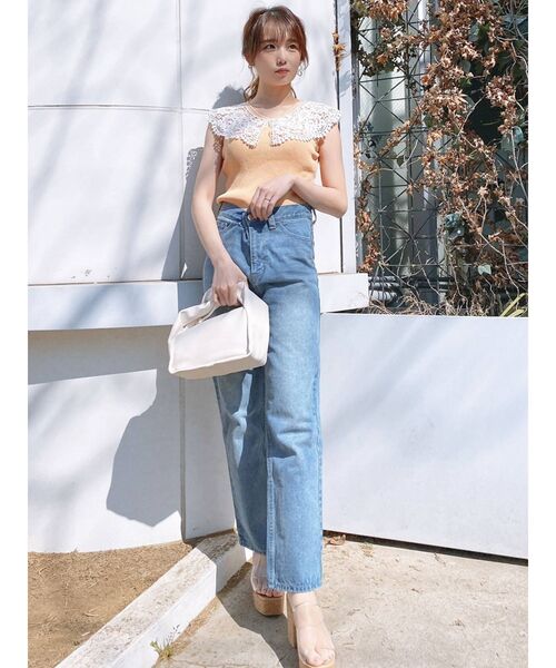 dazzlin(ダズリン)の「ラペルレースカラーニットトップス(ニット/セーター・レディース・パープル/オフホワイト/チャコールグレー/オレンジ・FREE)」の11枚目の写真