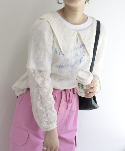 fredy emue（フレディエミュ）の「チュール刺繍 2WAYブラウス（シャツ/ブラウス・レディース・アイボリー/ブラック・38）」の22枚目の写真