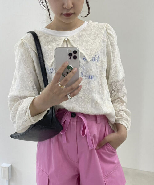 fredy emue（フレディエミュ）の「チュール刺繍 2WAYブラウス（シャツ/ブラウス・レディース・アイボリー/ブラック・38）」の18枚目の写真