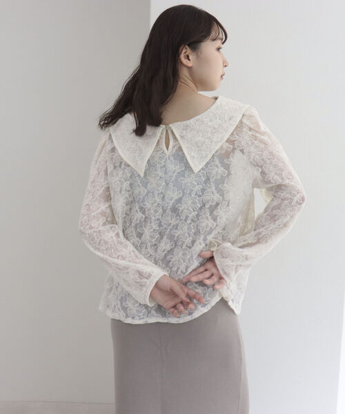 fredy emue（フレディエミュ）の「チュール刺繍 2WAYブラウス（シャツ/ブラウス・レディース・アイボリー/ブラック・38）」の15枚目の写真