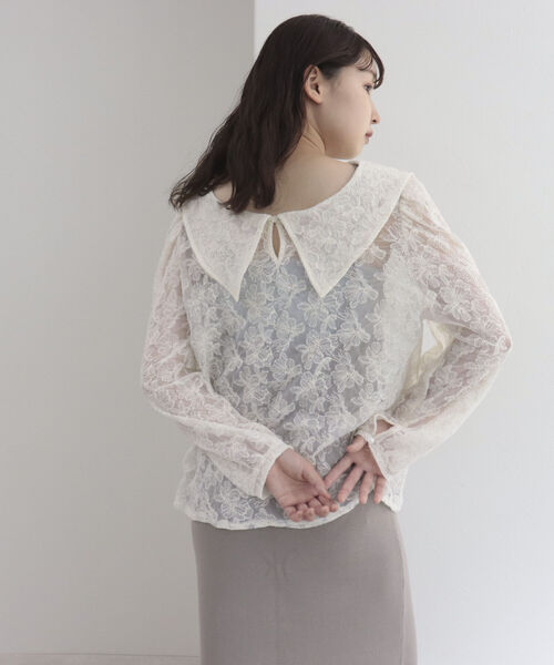 fredy emue（フレディエミュ）の「チュール刺繍 2WAYブラウス（シャツ/ブラウス・レディース・アイボリー/ブラック・38）」の9枚目の写真