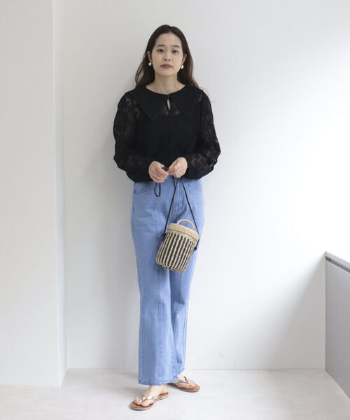 fredy emue（フレディエミュ）の「チュール刺繍 2WAYブラウス（シャツ/ブラウス・レディース・アイボリー/ブラック・38）」の5枚目の写真