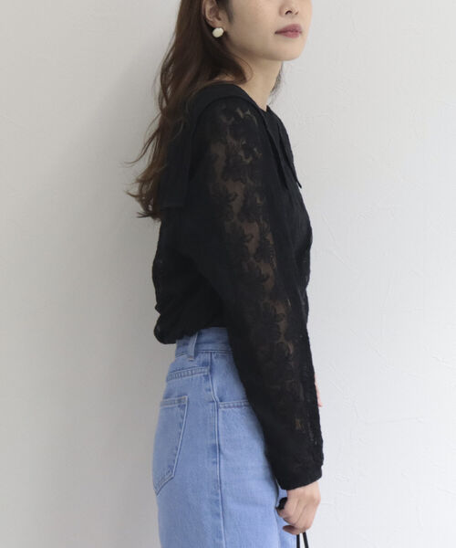 fredy emue（フレディエミュ）の「チュール刺繍 2WAYブラウス（シャツ/ブラウス・レディース・アイボリー/ブラック・38）」の10枚目の写真