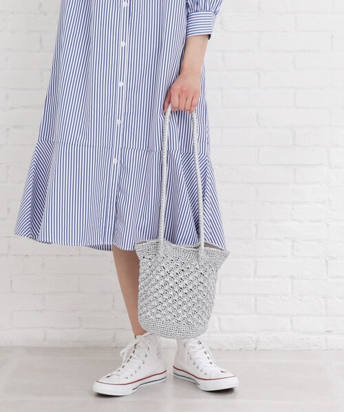 DRESKIP(ドレスキップ)の「◆タックハンドルシェル編みトート(トートバッグ・レディース・ブラック/シルバー/アイボリー・00)」の12枚目の写真