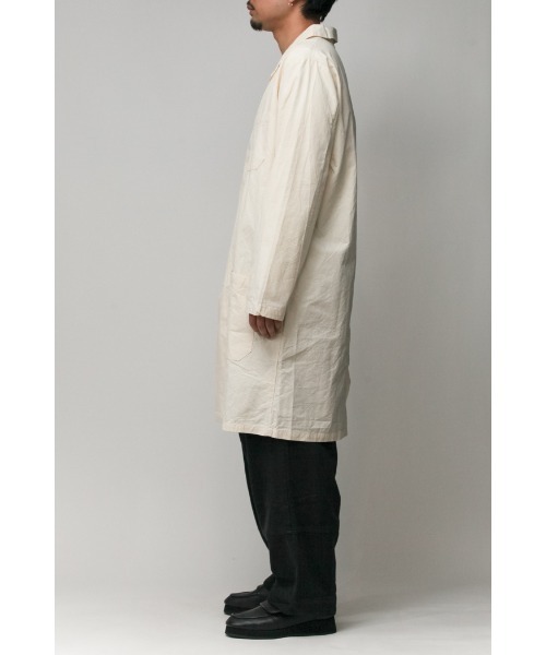 Badhiya（バディ―ヤ）の「shop coat-cotton poplin（ステンカラーコート・メンズ・ナチュラル・2）」の4枚目の写真