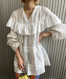 Ameri（アメリ）の「MEDI 2WAY COTTON FRILL TUNIC BLOUSE（シャツ/ブラウス）」