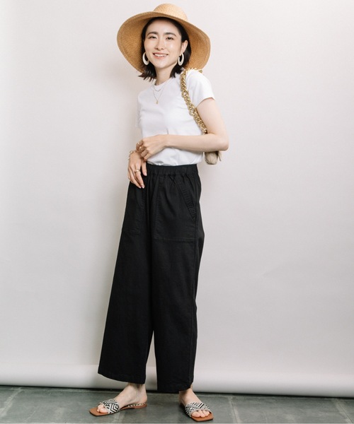 ELVENCE DEUX(エルベンスドゥ)の「ストレッチベイカーワイドP(その他パンツ・レディース・ブラック/カーキ/アイボリー・MEDIUM)」の8枚目の写真