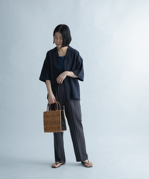 FORK&SPOON（フォークアンドスプーン）の「FORK&SPOON　ピンストライプヘリンボーンパンツ（その他パンツ・レディース・チャコールグレー/ナチュラル・1/2）」の7枚目の写真