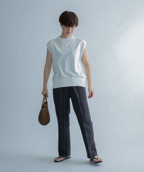 FORK&SPOON（フォークアンドスプーン）の「FORK&SPOON　ピンストライプヘリンボーンパンツ（その他パンツ・レディース・チャコールグレー/ナチュラル・1/2）」の13枚目の写真