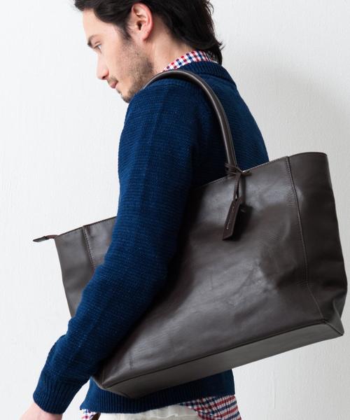 green label relaxing（グリーンレーベルリラクシング）の「◆レザー　トートバッグ（トートバッグ・メンズ・ブラック/ダークブラウン/ネイビー/ベージュ/その他/ロイヤルブルー・フリー）」の9枚目の写真