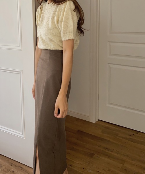 LAUIR(ラウアー)の「スリットタイトロングスカート(スカート・レディース・カーキブラウン/モカ/グレイッシュベージュ/ブラック・MEDIUM/LARGE/SMALL/X-LARGE)」の5枚目の写真