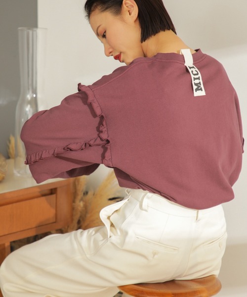 mici（ミチ）の「(mici)フリルプルオーバー（スウェット・レディース・ブラウン/ブルー/ホワイト系その他・ONE SIZE）」の3枚目の写真