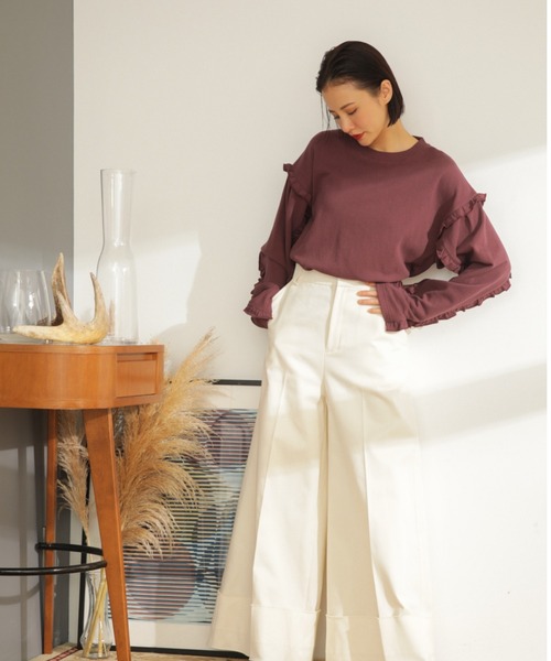 mici（ミチ）の「(mici)フリルプルオーバー（スウェット・レディース・ブラウン/ブルー/ホワイト系その他・ONE SIZE）」の6枚目の写真