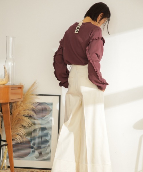 mici（ミチ）の「(mici)フリルプルオーバー（スウェット・レディース・ブラウン/ブルー/ホワイト系その他・ONE SIZE）」の7枚目の写真