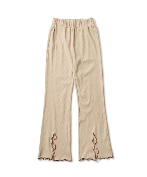 roial（ロイアル）の「WOVEN/ROIAL(ロイアル）ワイドフレアスリット入りリブロングパンツ（その他パンツ・レディース・ブルー系その他/ブラック/ベージュ・SMALL/MEDIUM）」の11枚目の写真