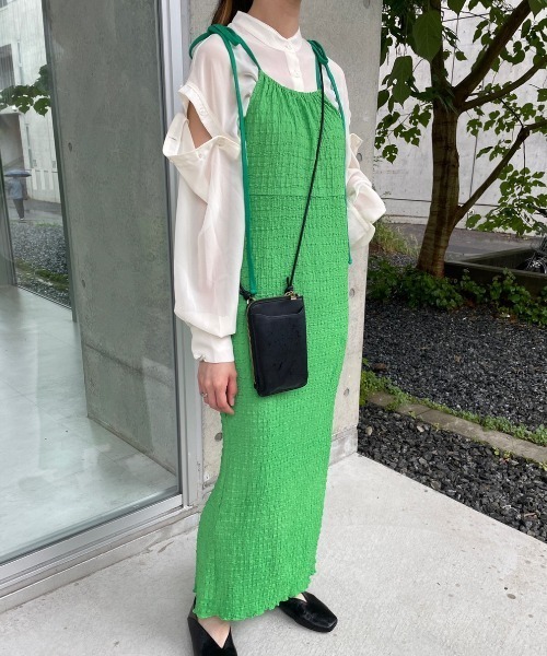 nemne store（ネンネストア）の「【低身長用サイズあり】ぽこぽこリボンキャミワンピース（ワンピース・レディース・グリーン/アイボリー・SMALL/MEDIUM）」の20枚目の写真