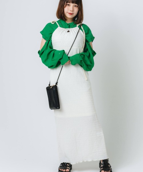 nemne store（ネンネストア）の「【低身長用サイズあり】ぽこぽこリボンキャミワンピース（ワンピース・レディース・グリーン/アイボリー・SMALL/MEDIUM）」の21枚目の写真