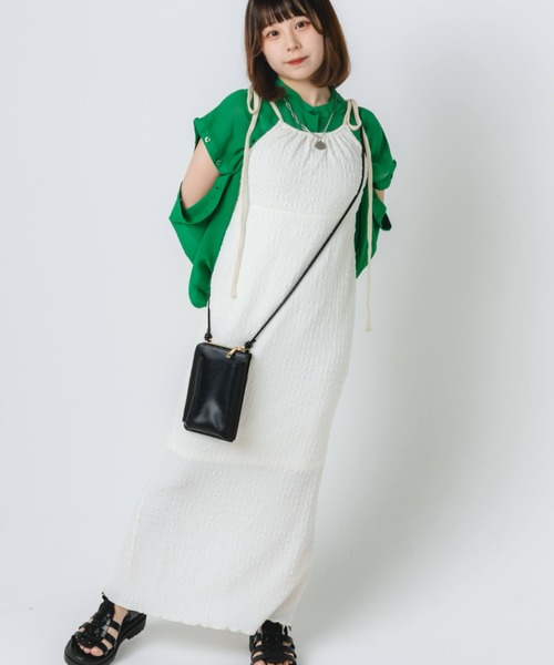 nemne store（ネンネストア）の「【低身長用サイズあり】ぽこぽこリボンキャミワンピース（ワンピース・レディース・グリーン/アイボリー・SMALL/MEDIUM）」の18枚目の写真