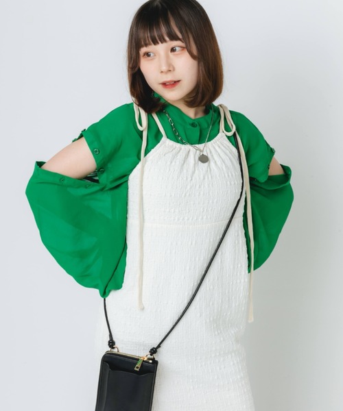 nemne store（ネンネストア）の「【低身長用サイズあり】ぽこぽこリボンキャミワンピース（ワンピース・レディース・グリーン/アイボリー・SMALL/MEDIUM）」の15枚目の写真