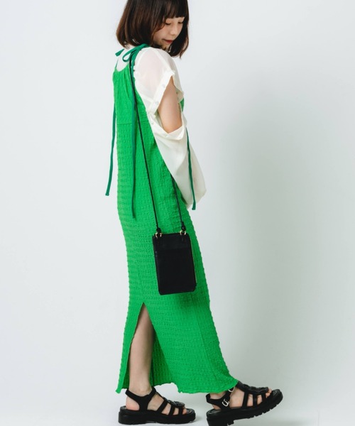 nemne store（ネンネストア）の「【低身長用サイズあり】ぽこぽこリボンキャミワンピース（ワンピース・レディース・グリーン/アイボリー・SMALL/MEDIUM）」の16枚目の写真