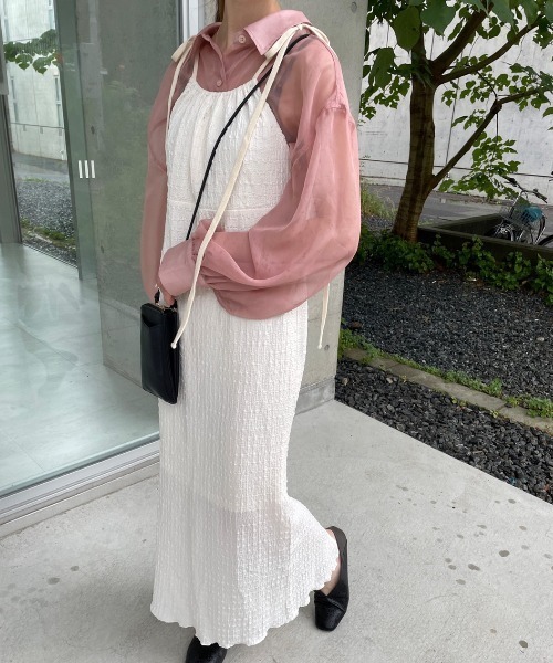 nemne store（ネンネストア）の「【低身長用サイズあり】ぽこぽこリボンキャミワンピース（ワンピース・レディース・グリーン/アイボリー・SMALL/MEDIUM）」の11枚目の写真
