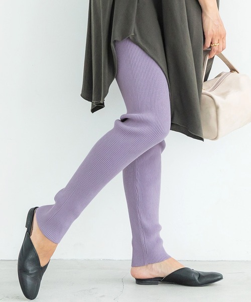 coca(coca)(コカ)の「ニットレギンス(レギンス/スパッツ・レディース・チャコールグレー/ブラック/ベージュ/パープル・ONE SIZE)」の4枚目の写真