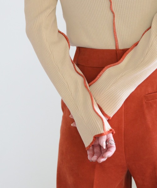 select MOCA（セレクトモカ）の「2022 AW 配色リブニット（ニット/セーター・レディース・ブラック/アイボリー/テラコッタ・FREE）」の11枚目の写真