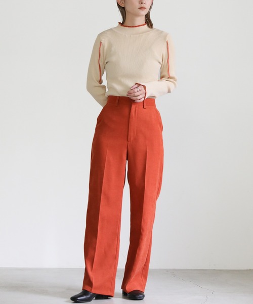 select MOCA（セレクトモカ）の「2022 AW 配色リブニット（ニット/セーター・レディース・ブラック/アイボリー/テラコッタ・FREE）」の4枚目の写真