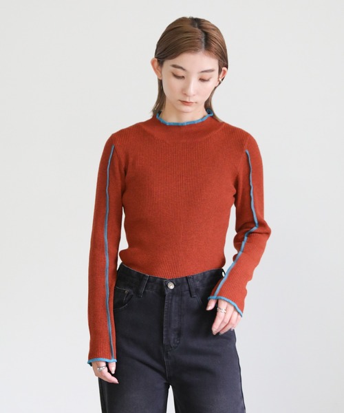 select MOCA（セレクトモカ）の「2022 AW 配色リブニット（ニット/セーター・レディース・ブラック/アイボリー/テラコッタ・FREE）」の18枚目の写真