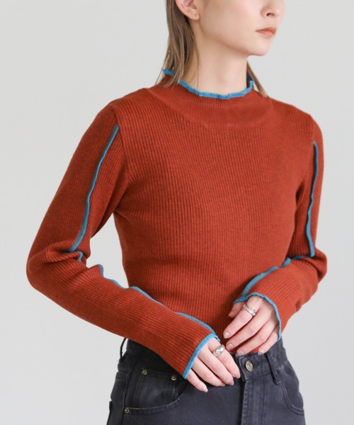 select MOCA（セレクトモカ）の「2022 AW 配色リブニット（ニット/セーター・レディース・ブラック/アイボリー/テラコッタ・FREE）」の15枚目の写真