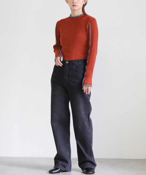 select MOCA（セレクトモカ）の「2022 AW 配色リブニット（ニット/セーター・レディース・ブラック/アイボリー/テラコッタ・FREE）」の17枚目の写真