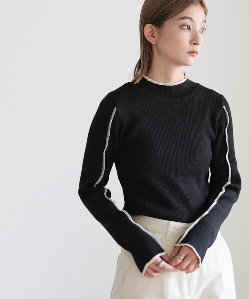 select MOCA（セレクトモカ）の「2022 AW 配色リブニット（ニット/セーター・レディース・ブラック/アイボリー/テラコッタ・FREE）」の19枚目の写真