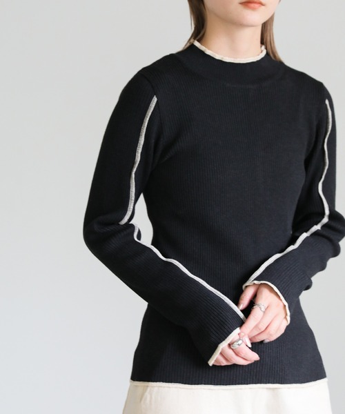 select MOCA（セレクトモカ）の「2022 AW 配色リブニット（ニット/セーター・レディース・ブラック/アイボリー/テラコッタ・FREE）」の22枚目の写真