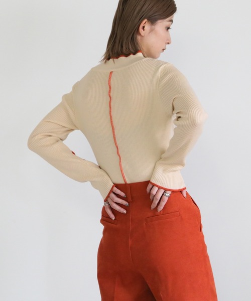 select MOCA（セレクトモカ）の「2022 AW 配色リブニット（ニット/セーター・レディース・ブラック/アイボリー/テラコッタ・FREE）」の8枚目の写真