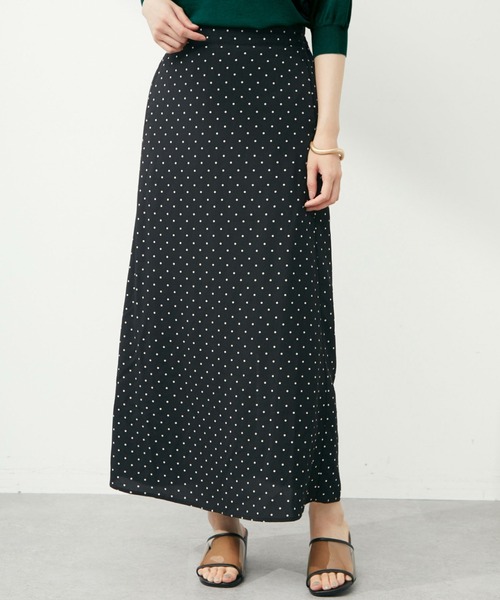 Green Parks(グリーンパークス)の「ドットナロースカート(スカート・レディース・ブラック/アイボリー/ブラウン・FREE)」の2枚目の写真