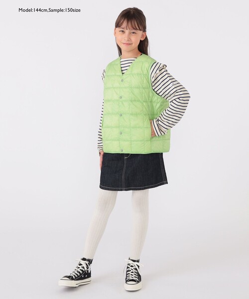 TAION（タイオン）の「【WEB限定】TAION:100～150cm / キッズ インナー ダウン ベスト（ダウンベスト・キッズ・ライトブルー/ブラック/ネイビー/カーキ/ラベンダー/イエロー/ライム/ダークオリーブ/ミント/ベージュ系・100/110/120/130/140/150）」の20枚目の写真