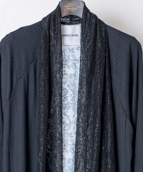 Buffalo Bobs(バッファローボブズ)の「LACE-GOWN(レースガウン)レース切り替え カーディガン(カーディガン/ボレロ・メンズ・ブラック・1-2/2-3)」の3枚目の写真