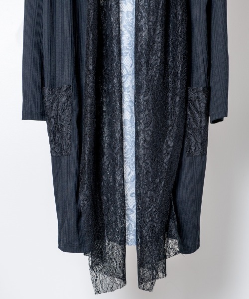 Buffalo Bobs(バッファローボブズ)の「LACE-GOWN(レースガウン)レース切り替え カーディガン(カーディガン/ボレロ・メンズ・ブラック・1-2/2-3)」の6枚目の写真