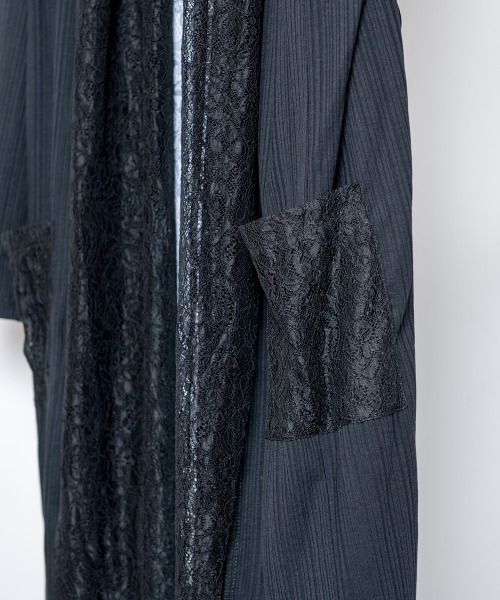 Buffalo Bobs(バッファローボブズ)の「LACE-GOWN(レースガウン)レース切り替え カーディガン(カーディガン/ボレロ・メンズ・ブラック・1-2/2-3)」の4枚目の写真