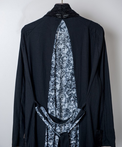 Buffalo Bobs(バッファローボブズ)の「LACE-GOWN(レースガウン)レース切り替え カーディガン(カーディガン/ボレロ・メンズ・ブラック・1-2/2-3)」の8枚目の写真