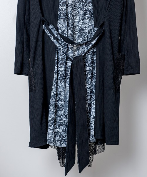 Buffalo Bobs(バッファローボブズ)の「LACE-GOWN(レースガウン)レース切り替え カーディガン(カーディガン/ボレロ・メンズ・ブラック・1-2/2-3)」の9枚目の写真