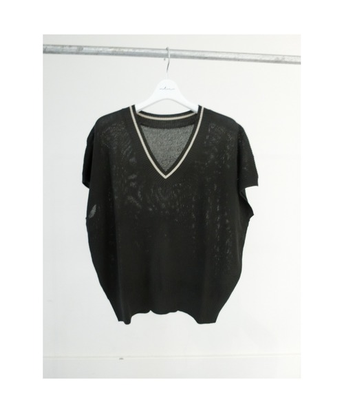 ulu（ウル）の「Linen like line vest（ベスト・レディース・チャコール・FREE）」の6枚目の写真