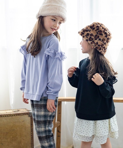 lulpini（ルルピー二）の「kids ポンチフリルドッキングプルオーバー（パーカー・キッズ・アイボリー/ブラック/ブルー・S/M/L）」の13枚目の写真