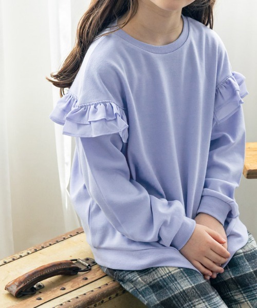 lulpini（ルルピー二）の「kids ポンチフリルドッキングプルオーバー（パーカー・キッズ・アイボリー/ブラック/ブルー・S/M/L）」の18枚目の写真