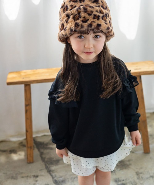 lulpini（ルルピー二）の「kids ポンチフリルドッキングプルオーバー（パーカー・キッズ・アイボリー/ブラック/ブルー・S/M/L）」の11枚目の写真