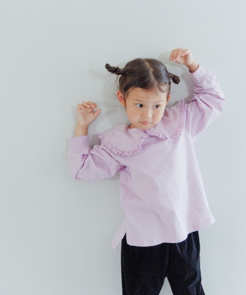 LOWRYS FARM（ローリーズファーム）の「フリルカラーカットロングスリーブ　135929（Tシャツ/カットソー・キッズ・ブラック/パープル/オフホワイト/グリーン・110cm/120cm/130cm/140cm/150cm）」の4枚目の写真